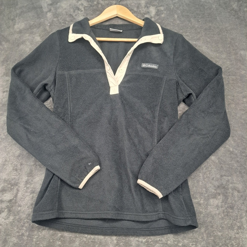 Columbia Womens Benton Springs Snap Neck Fleece Pullover Black Small Gorpcore